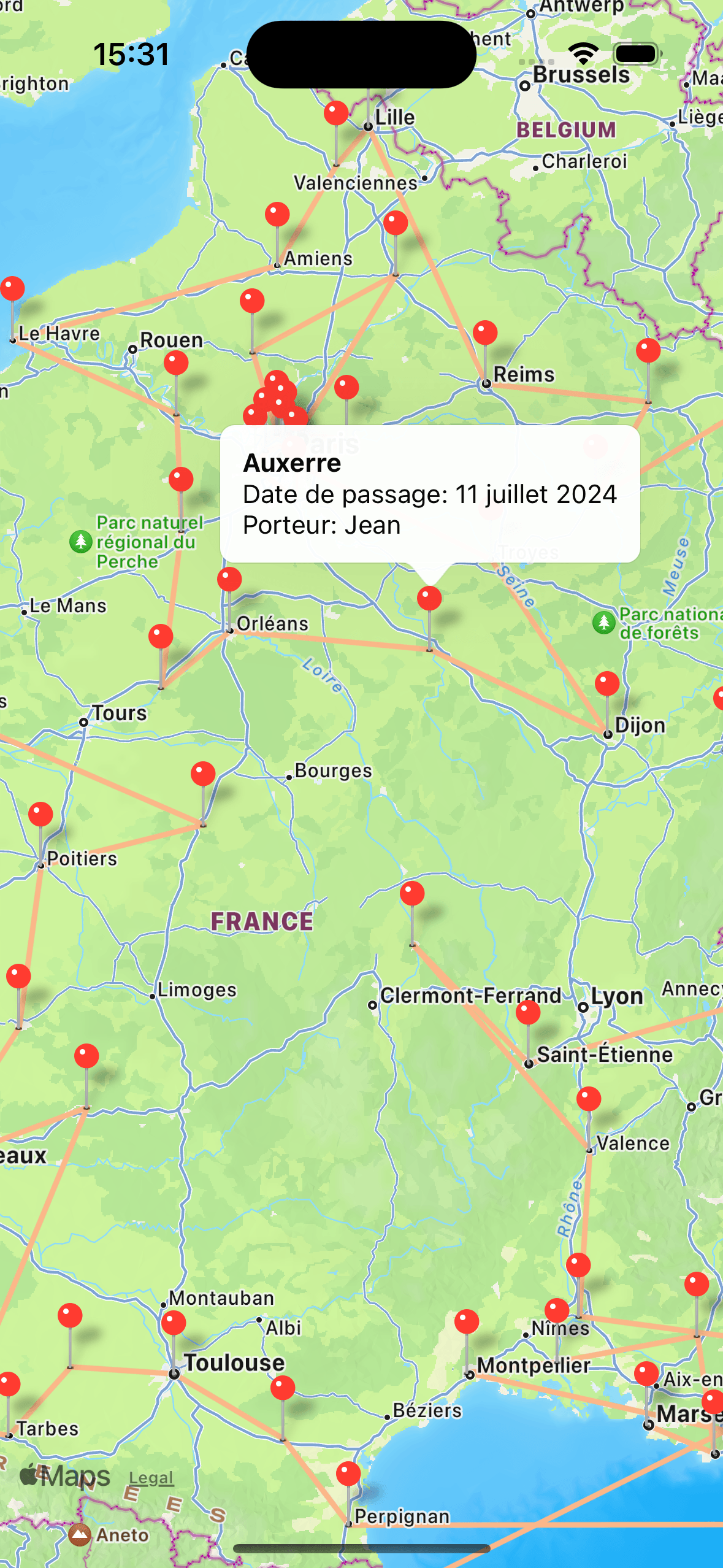 Carte interactive de la flamme olympique